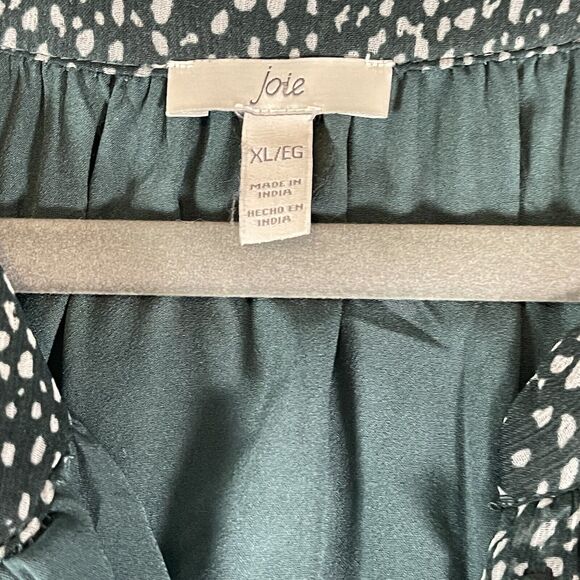 Joie Green Animal Print Short Dress Balloon Sleeve Womens SIZE XL Tunic Ditsy - Picture 8 of 13